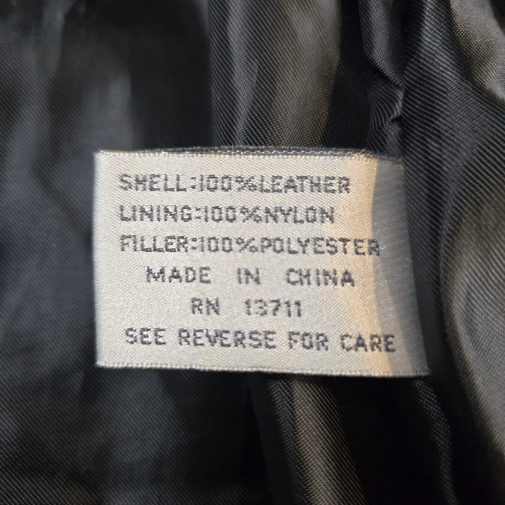 VTG John Ashford Men's Leather Coat Fully Lined High‎ Collar zip Snap Size XL
